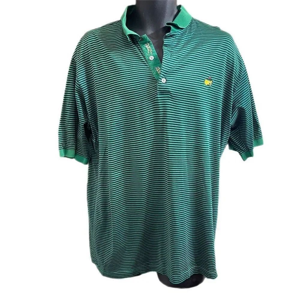 Bobby Jones Collection Masters Green Stripe Polo Shirt Size Large